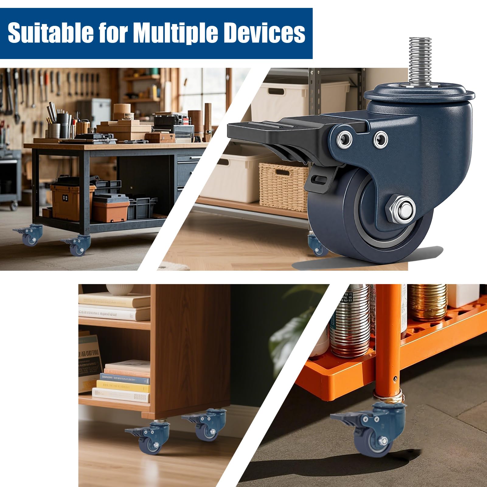 Industrial Stem Casters - M8 Locking Brake Wheels -7 Industrial Stem Casters - M8 Locking Brake Wheels -7