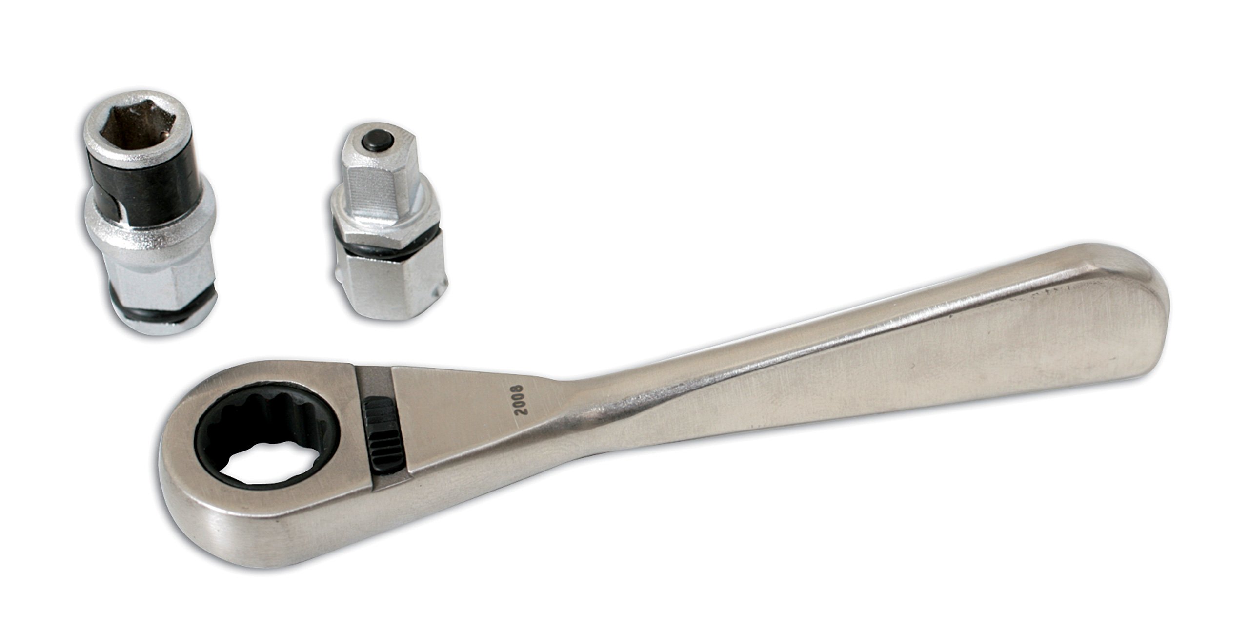 Laser 4002 Go Thru Ratchet with Bit & Socket Adaptor 1/4"D,Chrome