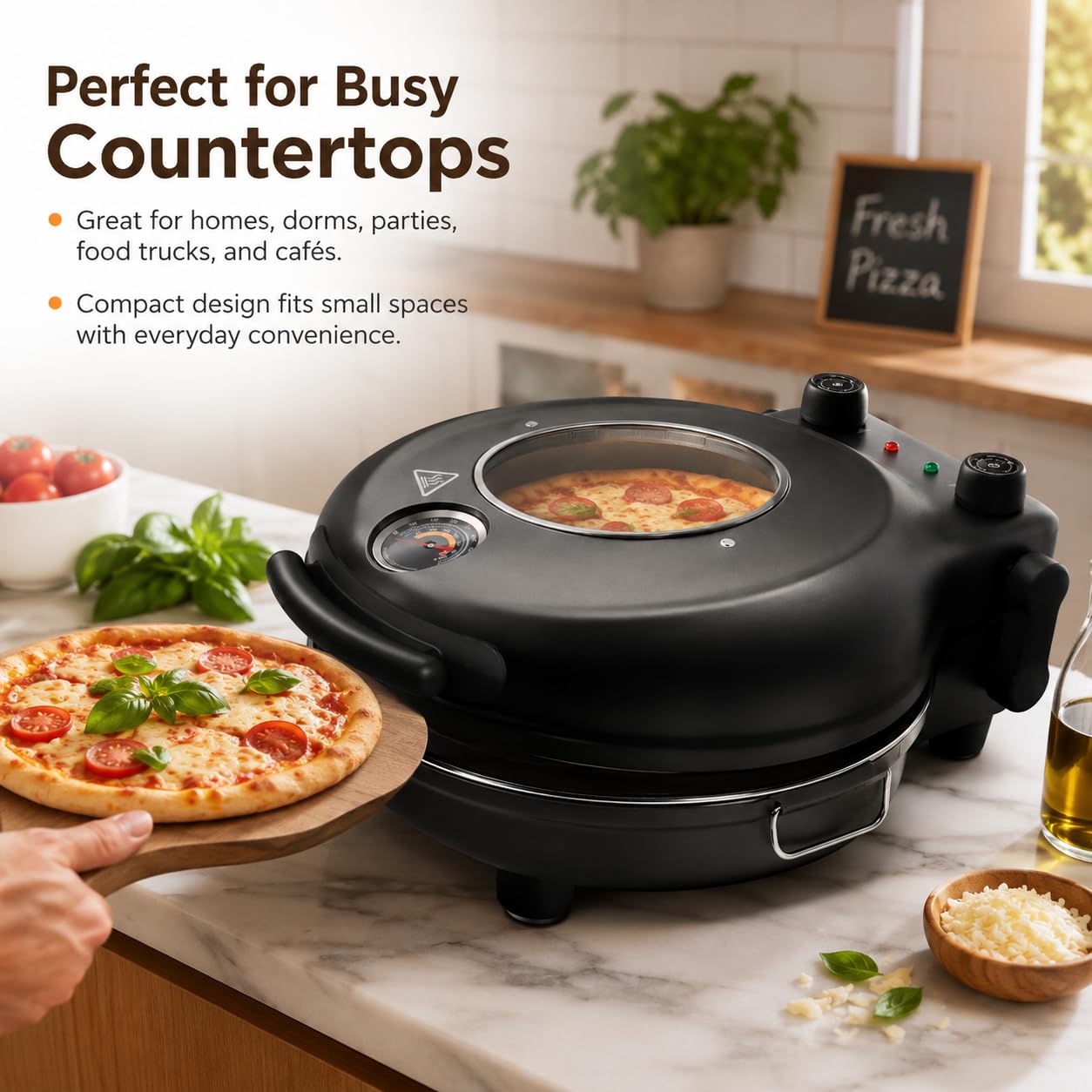 Horno eléctrico para pizza, apto para pizza de 12 pulgadas