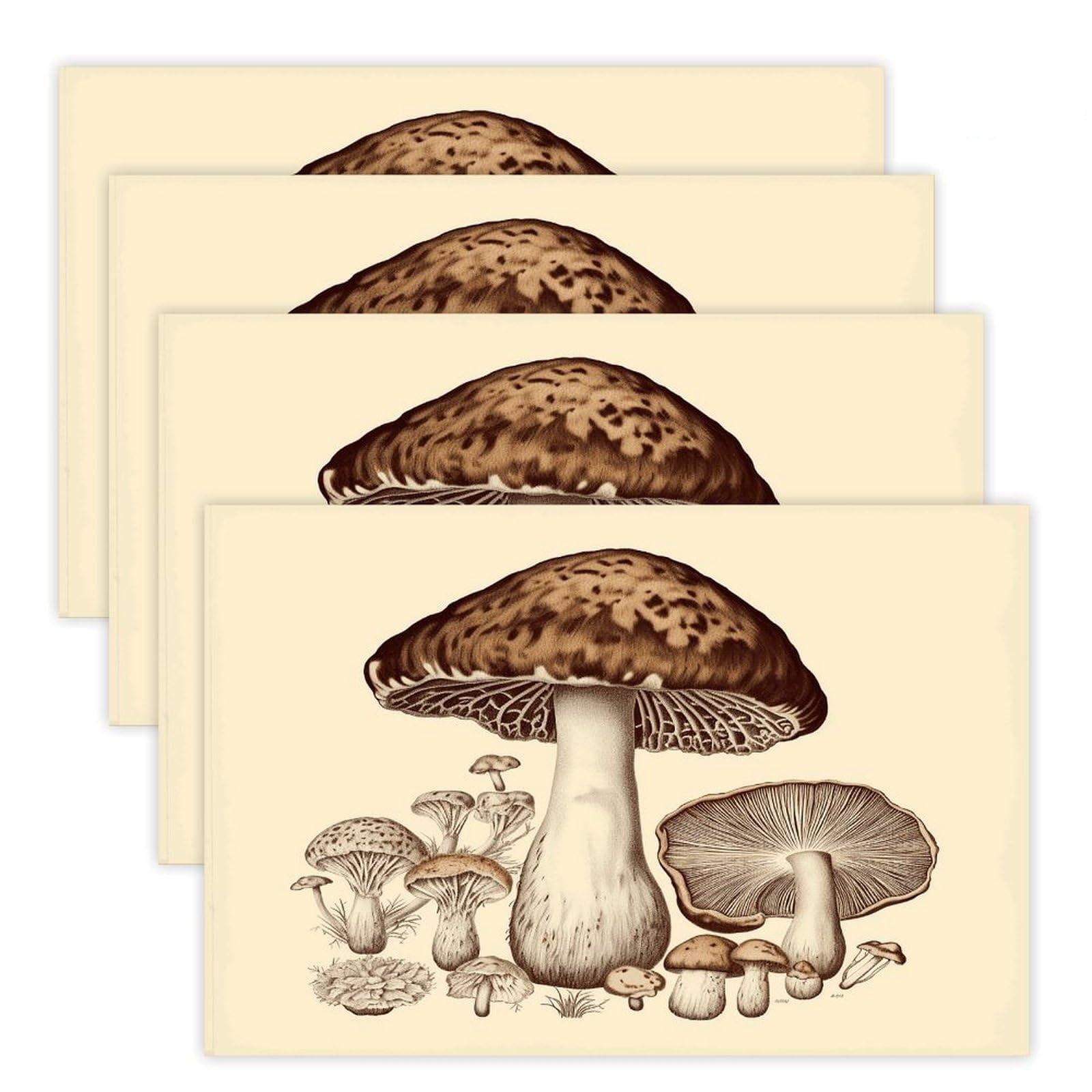 Vintage Mushrooms Drawing Placemats Non-Slip Heat Resistant Table Mats Flax Washable Cloth Place Mats Easy to Clean Premium Placemat for Kitchen Dining Table Decor Party Outdoor