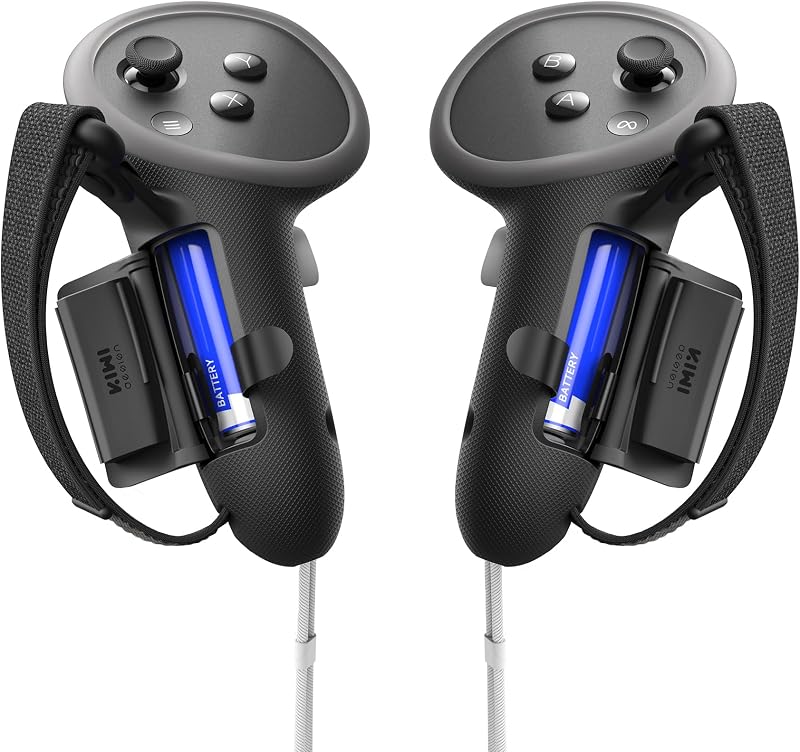 KIWI design Non-Slip Controller Grips with Battery Opening for Quest 3/3S | Upgraded G4 Pro Silicone Protector with Secure Knuckle Strap, Meta Certified Accessory. 1-cm Extended Grip, Stable Signal