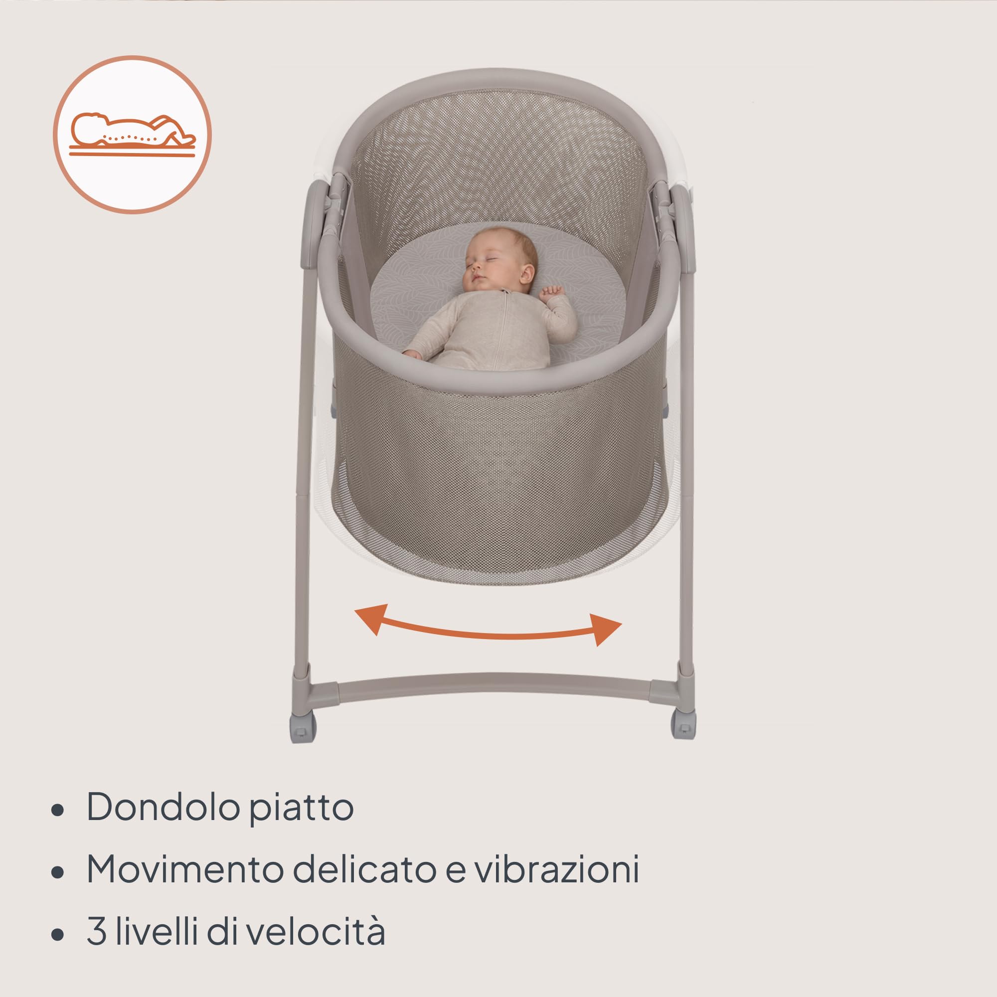 lionelo Gaya Culla Elettrica per Neonati, Dondolio Automatico Laterale