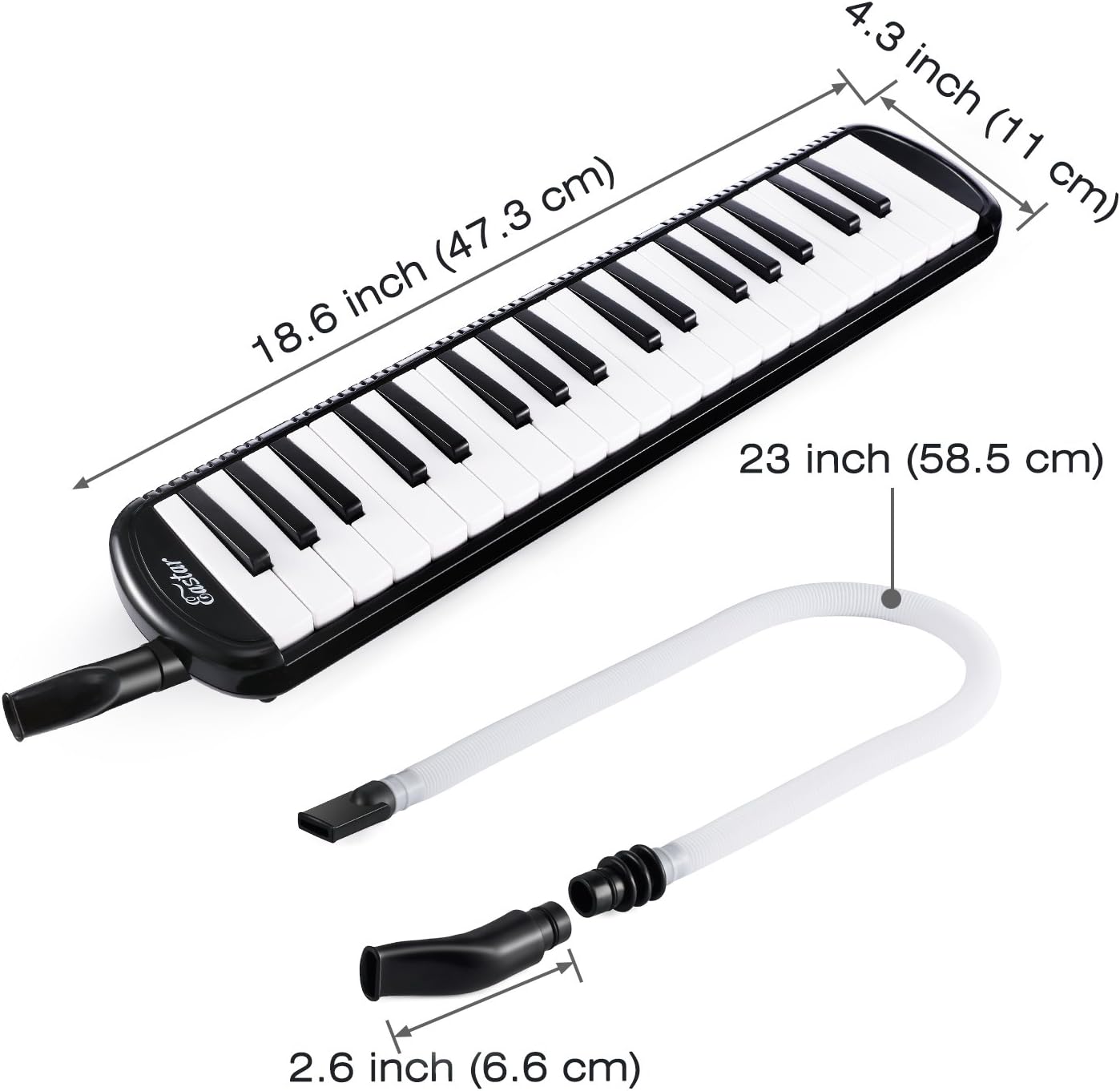 Eastar 37 Key Melodica Instrument with Mouthpiece Air Piano Keyboard, Carrying Bag, Black