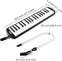 Vista 6 de Eastar Melódica de 37 teclas con boquilla, teclado de piano de aire, bolsa de transporte, negro