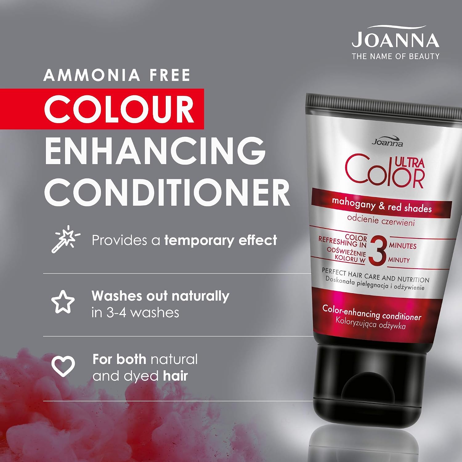 Joanna Ultra Color, Colour Enhancing Conditioner, Mahogany Cherry Red Shades Of Natural And Dyed Hair, Hair Care - Image 5