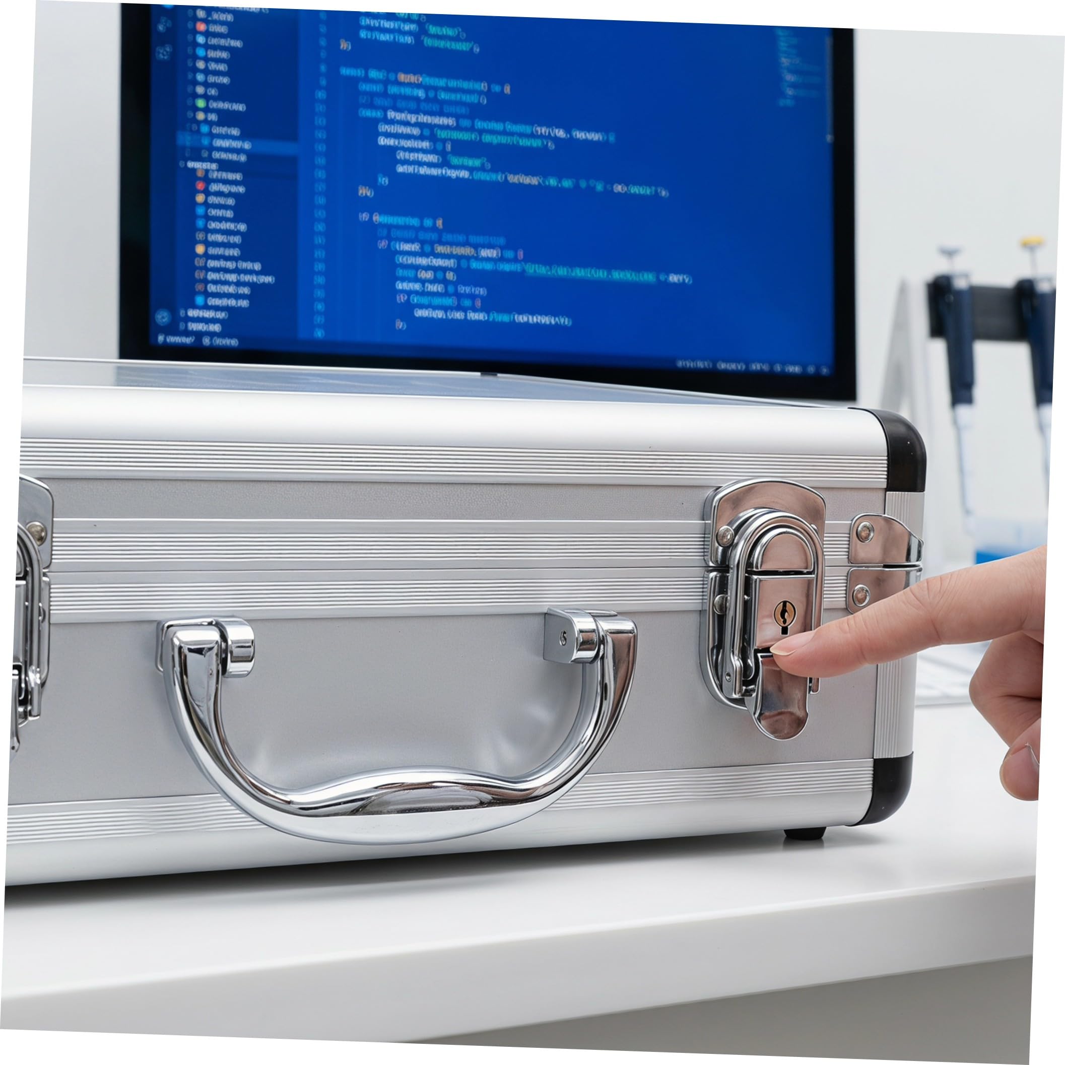 KALLORY Malette Rangement Outils Aluminium 32X23X11Cm avec Serrure À Code Valise De Rangement pour Outils Portatifs pour Maison Et Bricolage