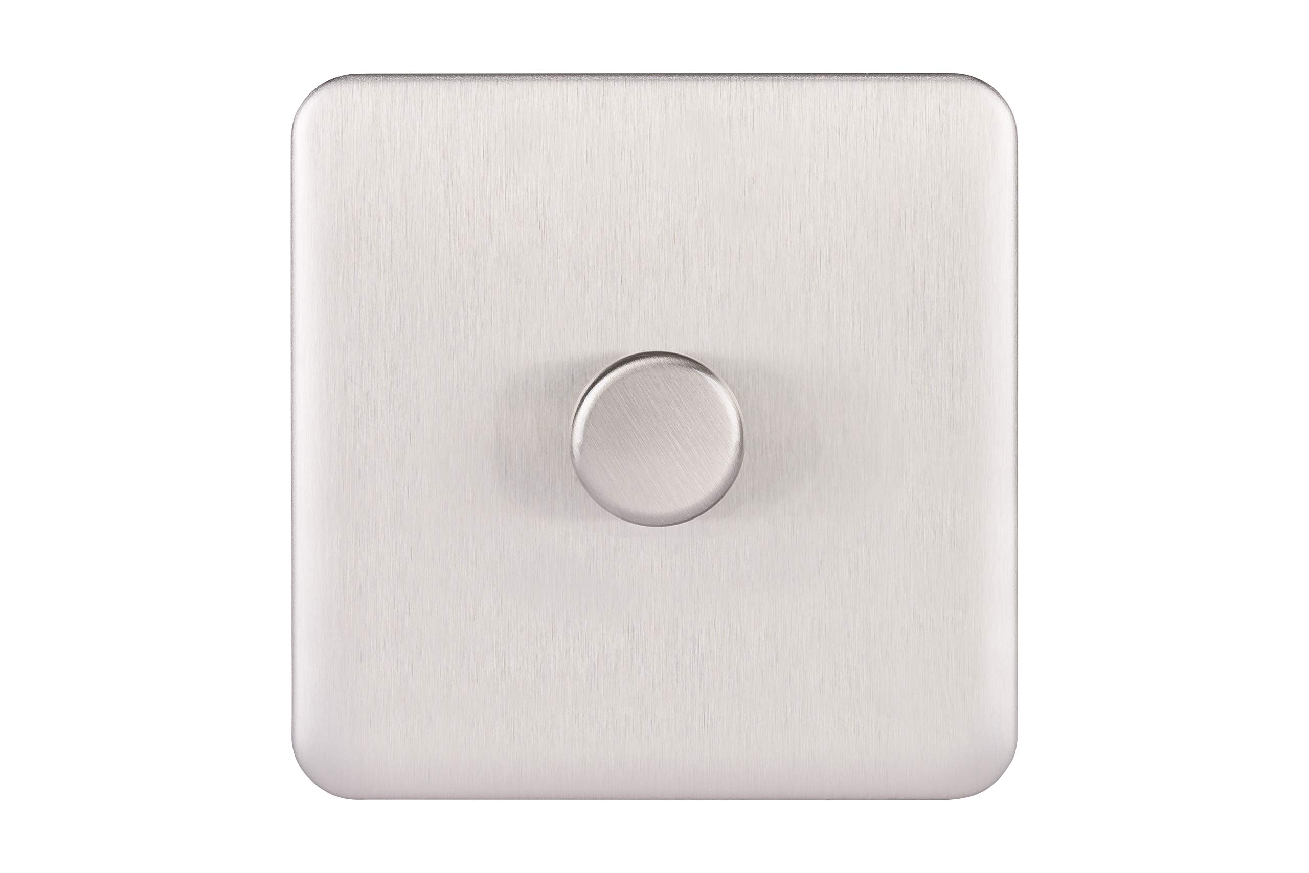 Schneider Electric Lisse Screwless Deco - Single 1 Way Dimmer Light Switch, Mains, 250W, GGBL6011CSSS, Stainless Steel