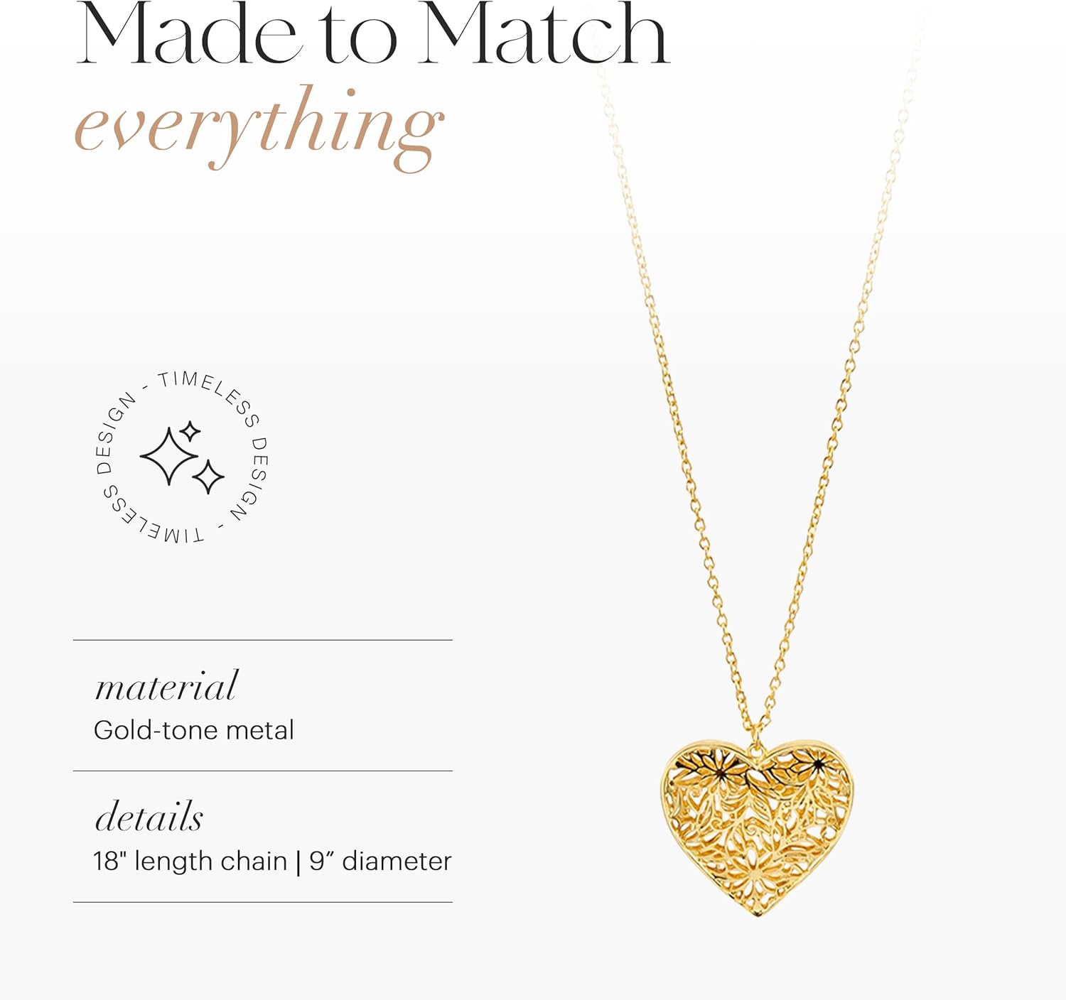 Jewelry Heart Pendant Necklace for Women, 18" Lightweight Chain, Gift-Ready, Elegant and Versatile Design - Image 5