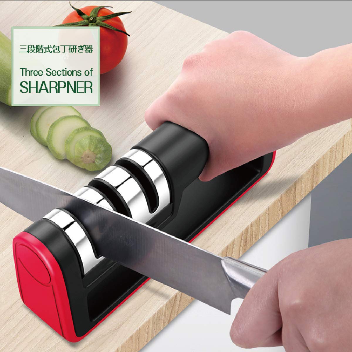 Amazon.co.jp: ジアン 包丁研ぎ器 シャープナー 3段階 中研ぎ 粗