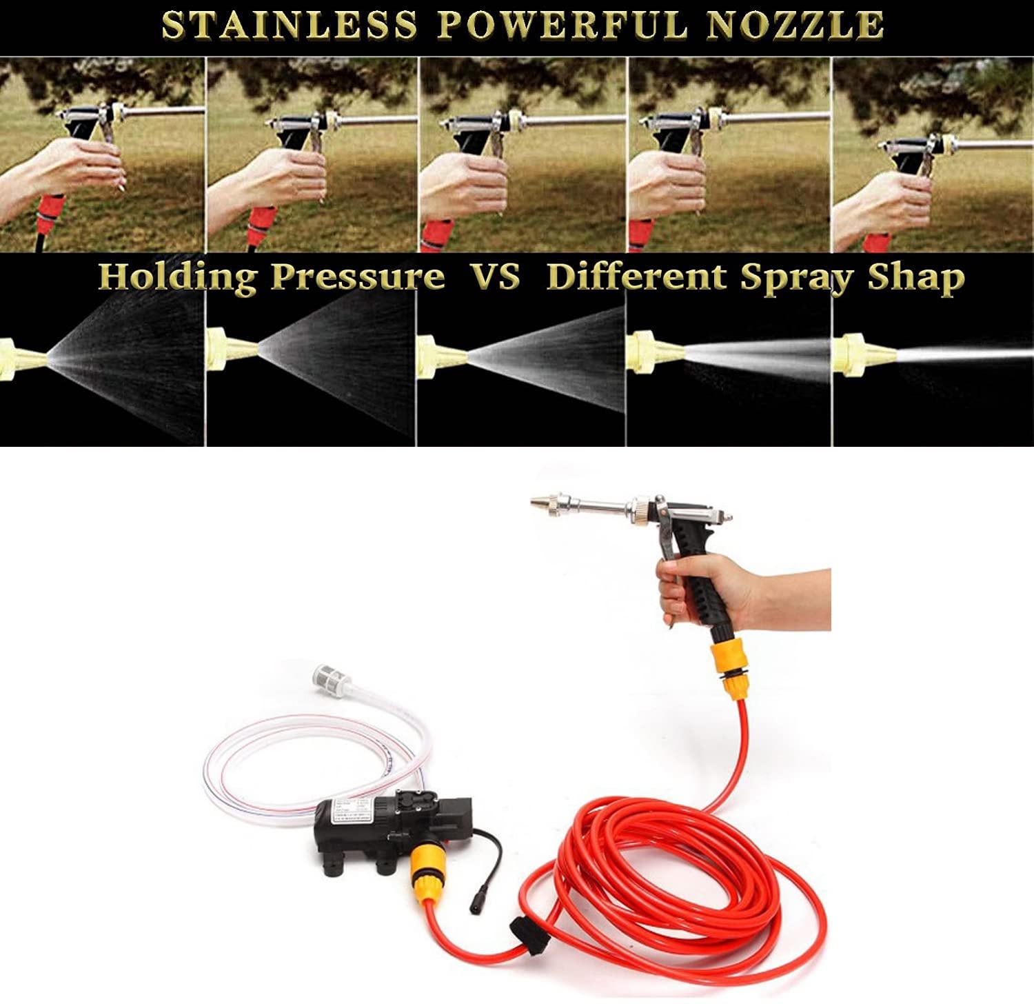 Amazon | 12V高圧洗浄機、30フィートホース付きポータブル高圧