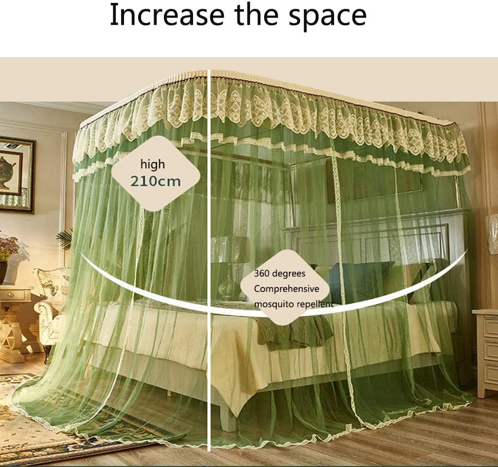 Canopy for Girls Bed Mosquito Net Princess Three Side Openings Post Romantic Lace Bed Curtain Canopy Netting Bed Net Canopy Bedding (Color : Blue-gray, Size : 150 * 200cm)