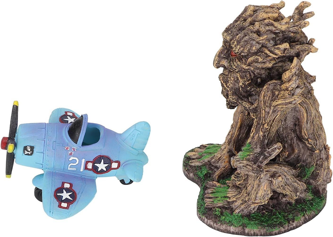 Fish Tank Tree Statue Decorations, Airplane Aquarium Decorations for Freshwater Saltwater, Resin Fish Tank Decoration with Lifelike Appearance, Simulation Landscaping Ornament for