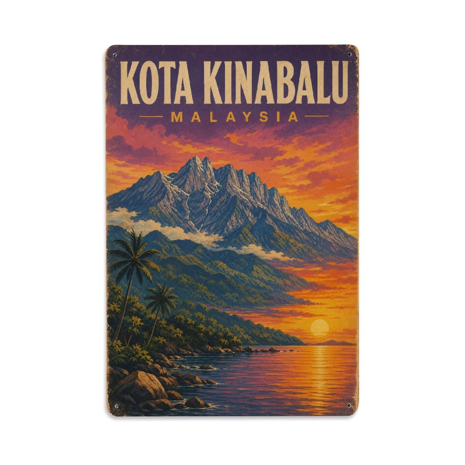 Fqcyn Style Metal Tin Sign Retro Travel Malaysia Kota Kinabalu