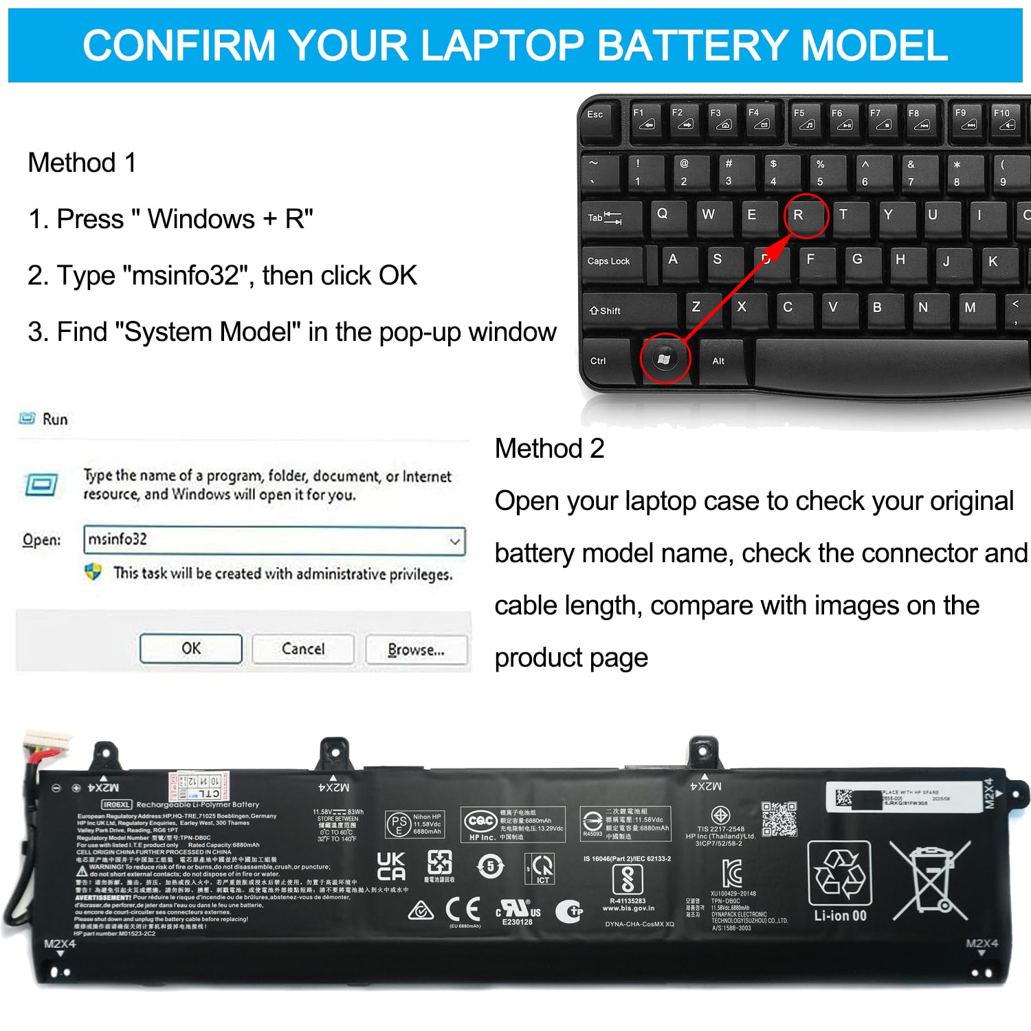 XITAIAN 11.58V 83Wh 6880mAh IR06XL Laptop Ersatz Akku Kompatibel mit HP ZBook Power G7 G8 G9 G10/G10 A G10A 15.6-inch Mobile Workstation PC Series IR06083XL-PL M01523-2C1 M01523-2C2 M02029-005