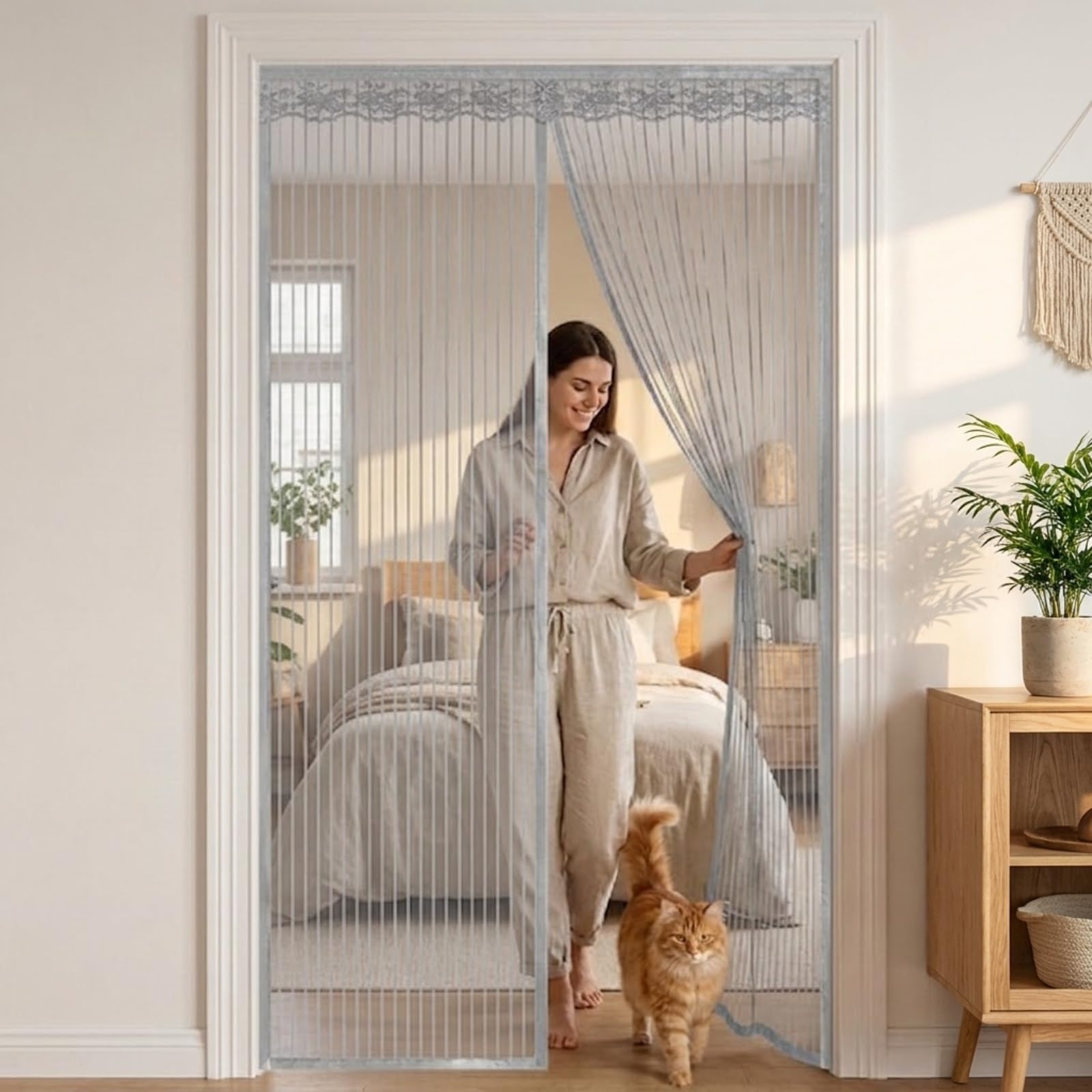 Moustiquaire de porte aimantée idéale pour aérer le salon en été