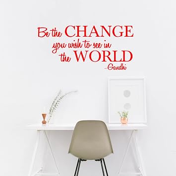 Aurabeam Vinyl Wall Decal Sticker - Be The Change You Wish to See in The World - Inspirational Gandhi Quote - 13" x 28" Living Room Wall Art Decor - Motivational Work Quote Peel and Stick 13" x 28";