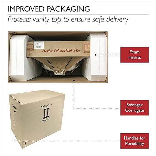 Miniatura 5 de Design House 586289 Tocador de mármol cultivado 31x19, blanco sobre blanco