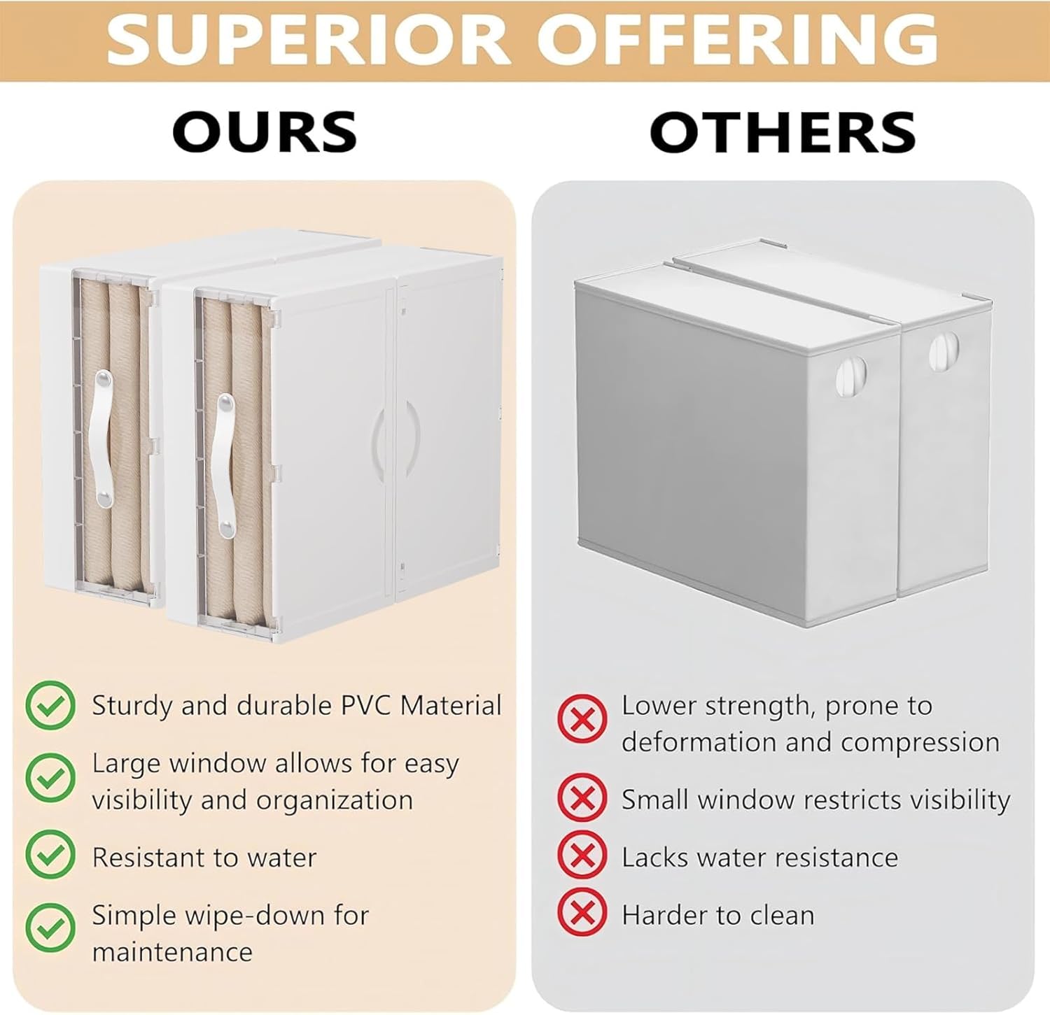 Bed Sheet Organizers and Storage Plastic, 4 pcs Foldable Closet Organizer with Handle, Bedding Storage Box Container for Blanket, Duvet Cover Set, Bed Sheet Set, White