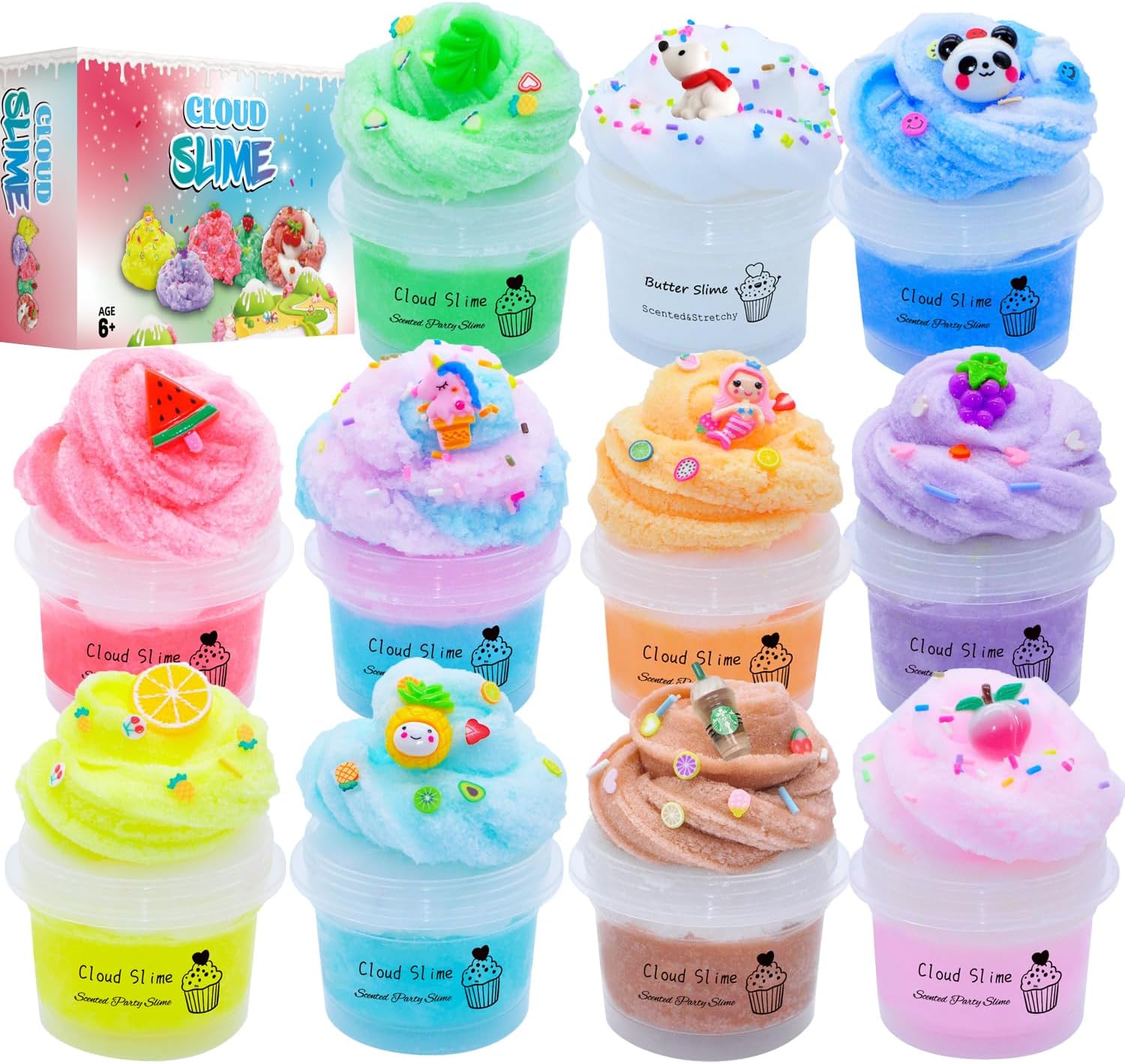 11pack Dual Color Cloud Slime Kit for Girls and Boys -Super Soft and Non-Sticky, Party Favor for Kids Girls & Boys