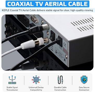 Coaxial Aerial F Connector Male Plug to RF M-Male Cable for Satellite Sat Freesat Xfinity, AT&T, WOW!, T TV HDTV DVB DVD Radio / Coax Ariel Freeview Lead Television Antenna Cord Broadband 3 ft White