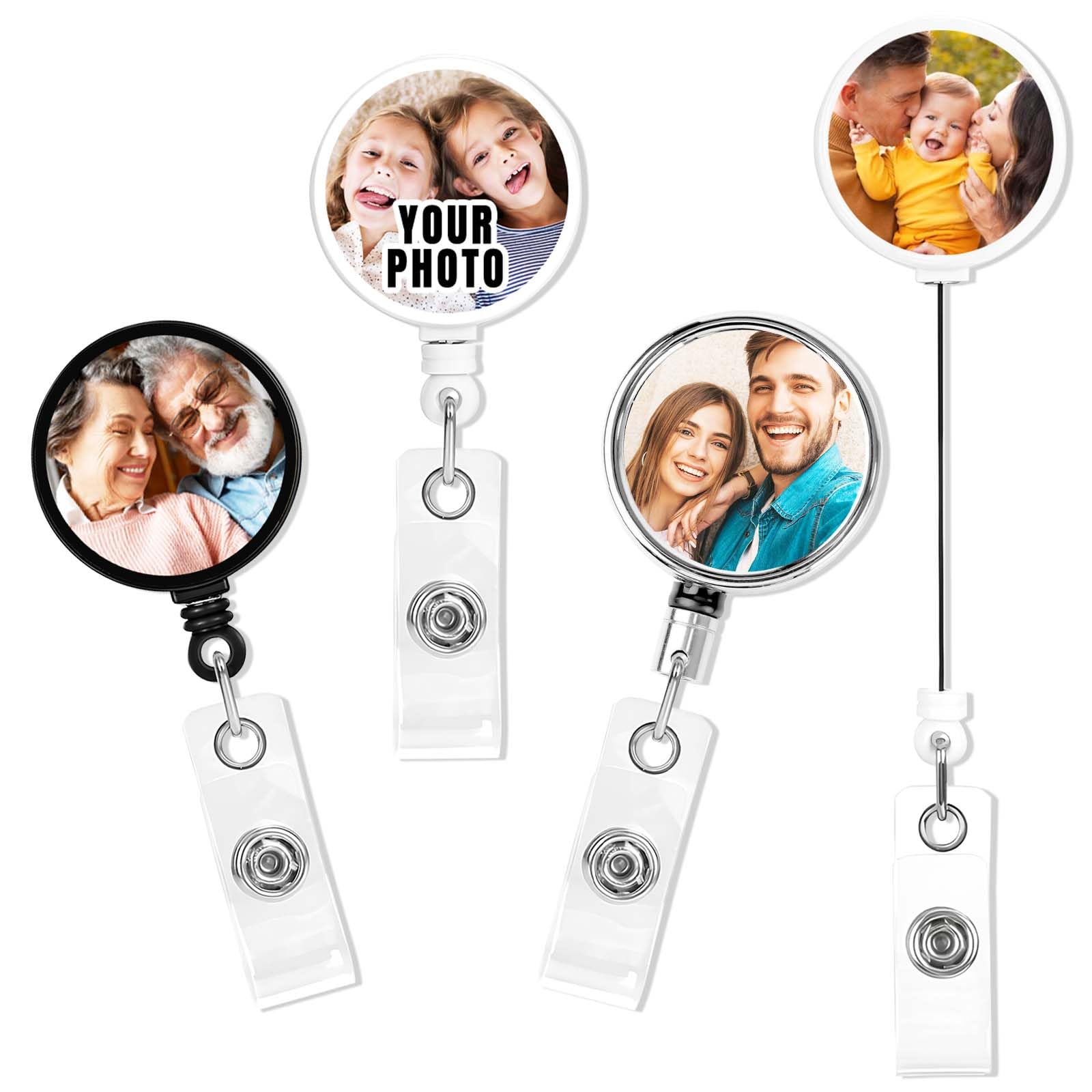 Youniki Personalized Retractable ID Badge Holder for Nurses, Custom Badge Reel with Your Photo Durable Clip Reel, Medical Staff Accessory for Nurse,