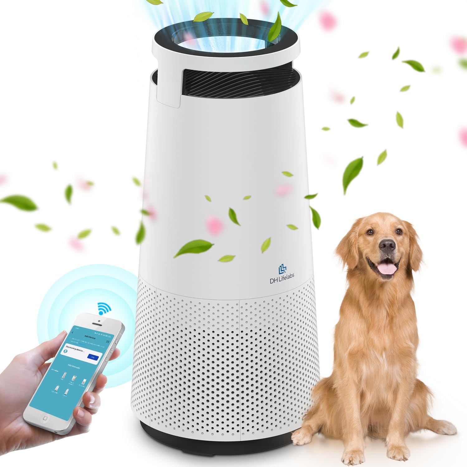 DH Lifelabs Air Purifier for Home, Ionizer Air Purifier for Allergies, HEPA Air Purifier Filter Eliminates Odor for Pets, Smart Air Purifier for 231ft² Support WiFi (Sciaire Mini, White WiFi)