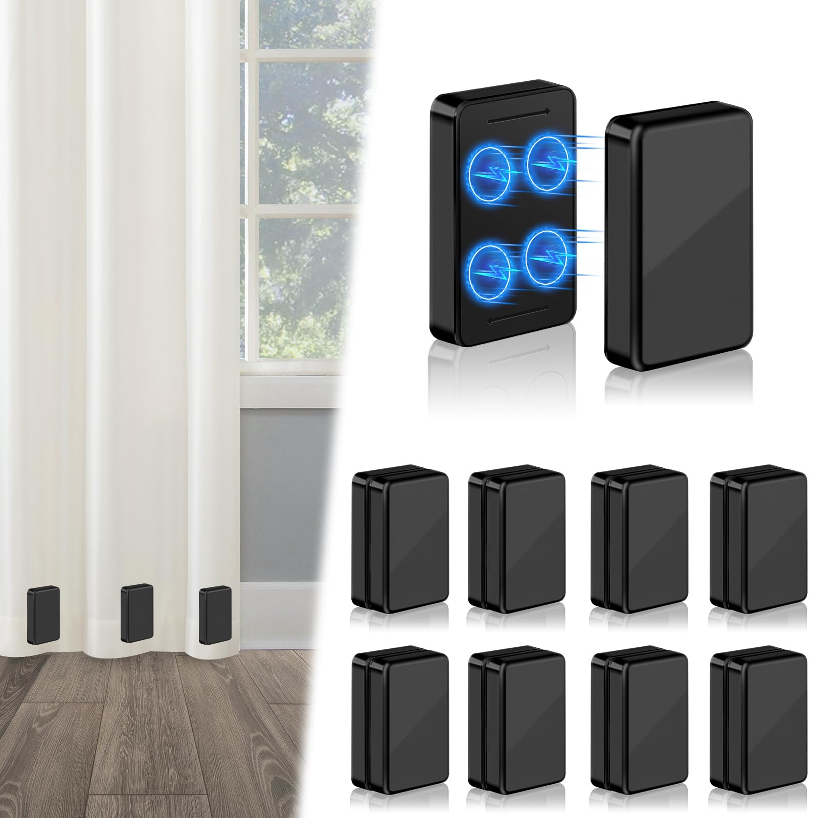 Photo 1 of 16pcs Outdoor Curtain Weights, Upgraded Heavier-Duty Waterproof Curtain Magnets Weights Outdoor, for Home Patio Drapery, Shower, Flags, Tablecloth to Stop Heavy Wind (Black, 8pairs)