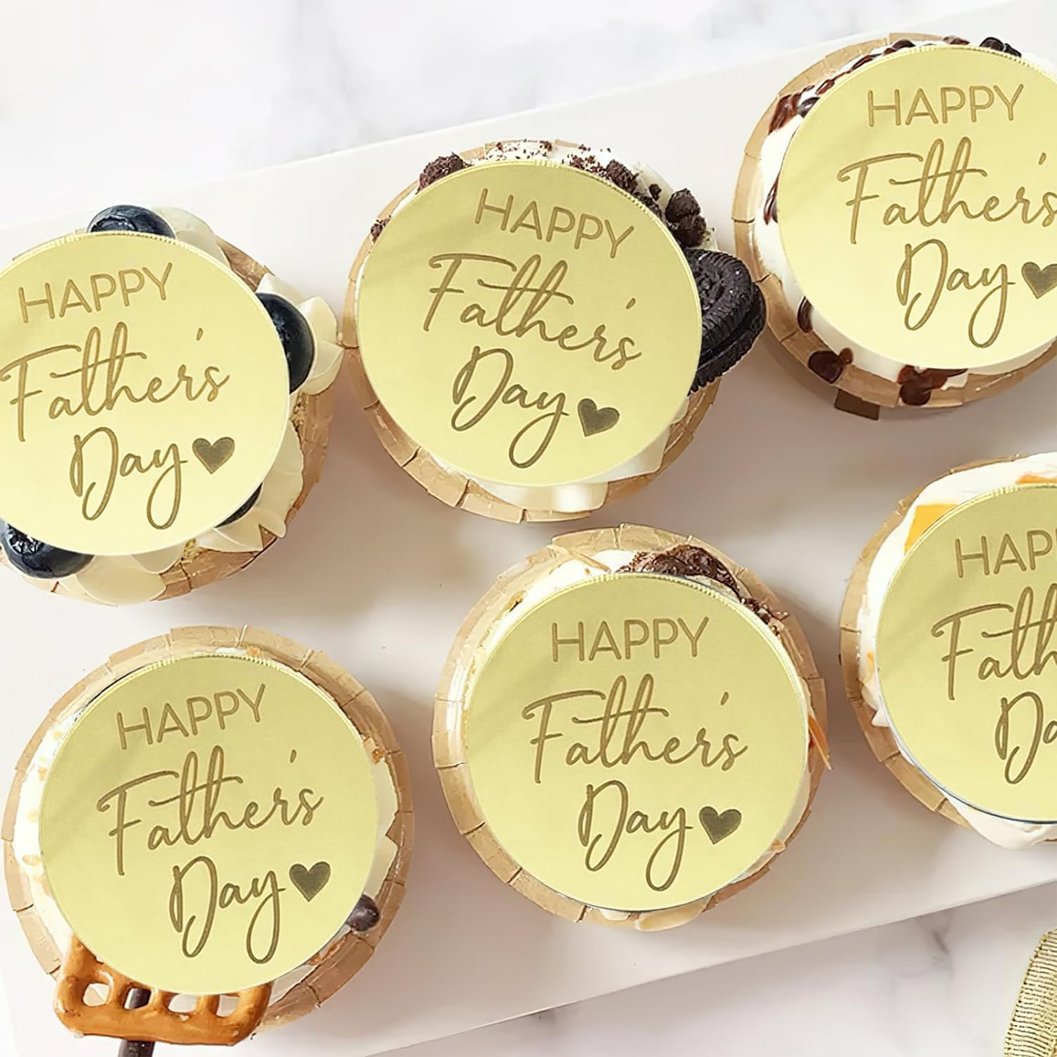 Lot de 12 décorations rondes en acrylique pour cupcakes et gâteaux « Happy Fathers Day », pour la fête des pères, la fête des pères et les desserts