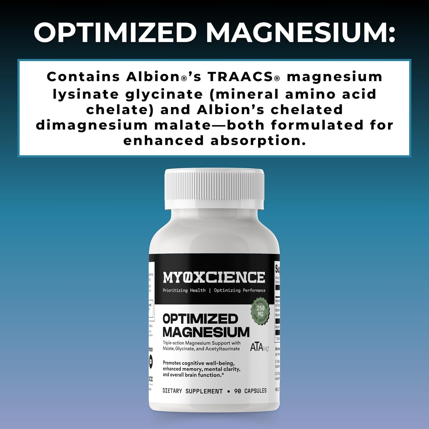 MYOXCIENCE Optimized Magnesium Glycinate + Magnesium Taurate (as ATAmag®) for High Brain Bioavailability to Support Stress Relief and Sleep | 30 Servings - Image 4