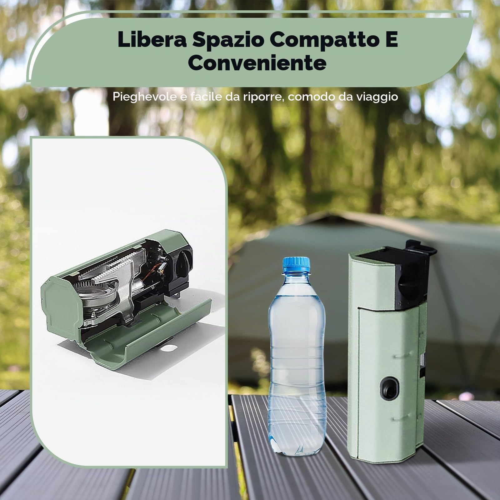 Mini fornello da campeggio,fornello a gas pieghevole con custodia,fornello a gas portatile da esterno,adatto per picnic,zaino in spalla, viaggi a casa,terrazze all'aperto,viaggi in camper (verde)