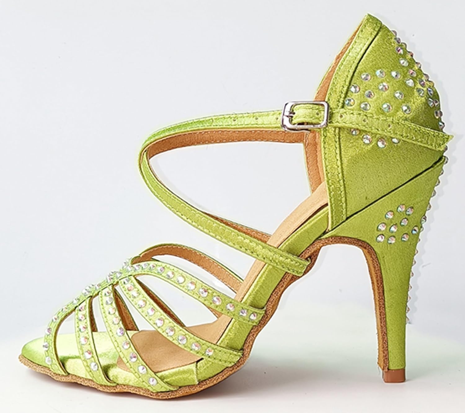 Dancing Heels for Women Stiletto Latin Tango Dance Shoes Rhinestones Bridal Wedding Sandals X518