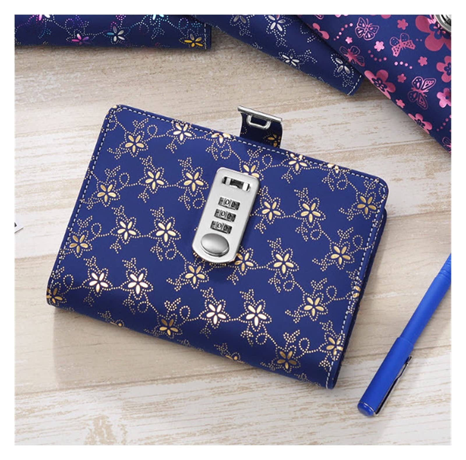 quaderno, Notebook con Paillettes in PU, Copertina, Raccoglitore, quaderni a Spirale, diari di cancelleria, diario Password, Blocco Note for la Scuola(Blue)