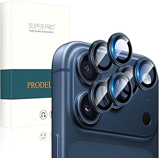 PRODELI For iPhone 17 Pro/Pro Max 専用 カメラフィルム 2セット 対応 iPhone 16 Pro/Pro Max/15 Pro/Pro Max/14 Pro/Pro Max キズ防止 高透過率 アルミ合金製+AR高透過率 耐衝撃 硬度9H 気泡ゼロ ケースに干涉なし アイフォン 17 pro/pro max 用 レンズ 保護フィルム(ダークブルー)