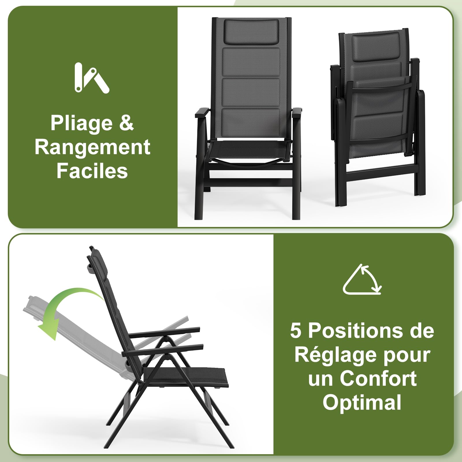 JUMMICO Salon de Jardin Extérieur : 1 Table en Aluminium Imitation Bois + 6 Chaises Longues Pliantes. Solide et Durable. Idéal pour Les Balcons, Les Jardins et Autres Espaces Extérieurs.