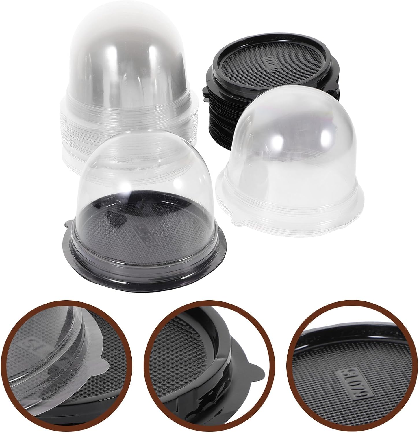 Amosfun 50 Pack round PP Cake Box with Lid for Baking Display