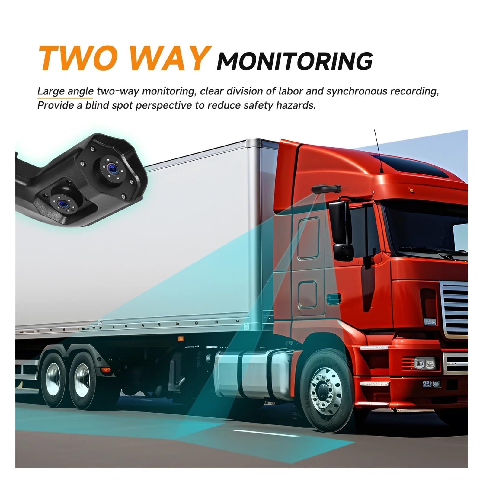 Cámara Aparcamiento Monitor Respaldo DVR 1036 Pulgadas con Dos Cámaras Retrovisor Visión Nocturna Monitoreo Punto Ciego Derecho con BSD para Camión Camara Marcha Atras(None,Derecha)
