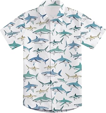 Goodstoworld 2-10T Boys Hawaiian Shirts Novelty Button Down Dress Shirt