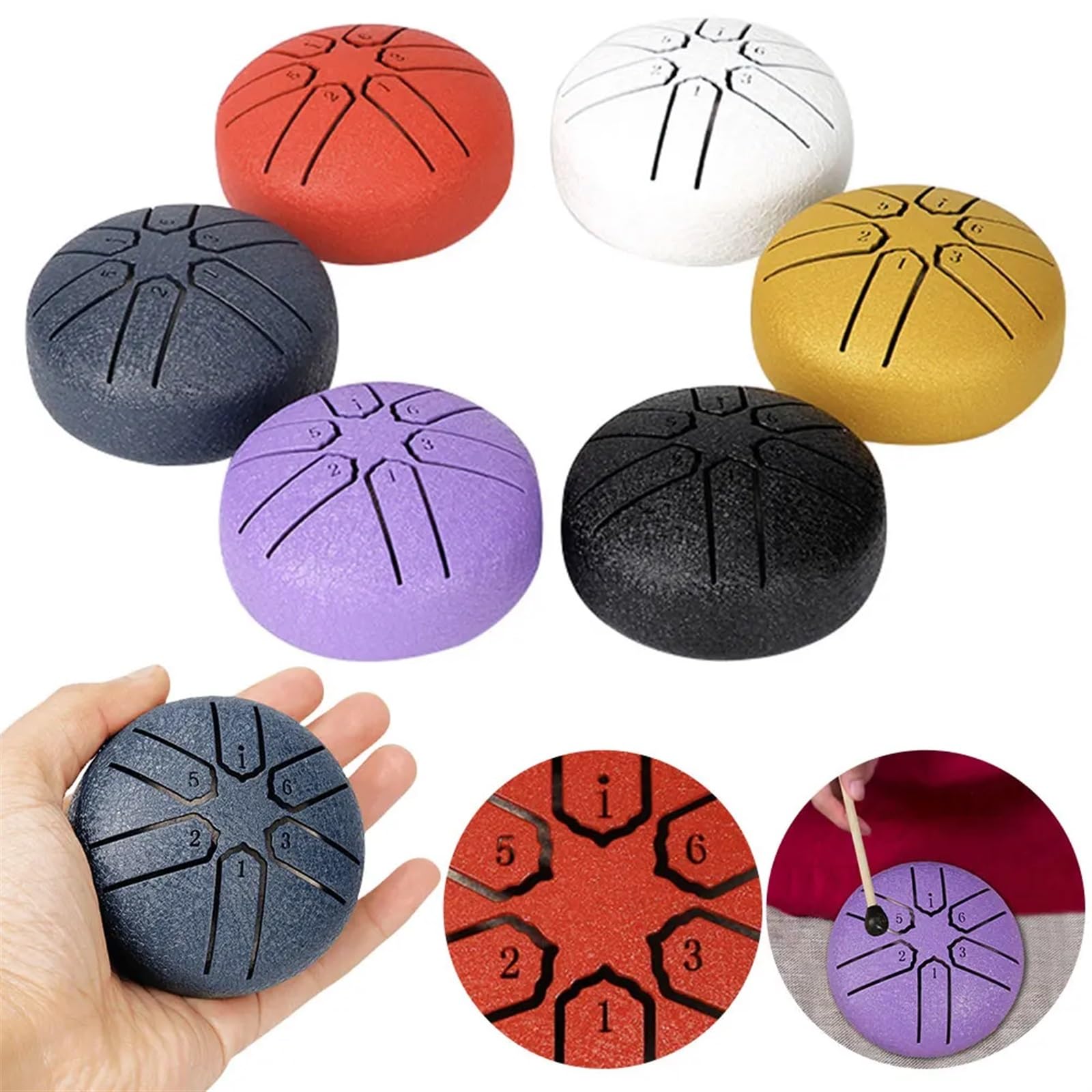3 Zoll 6 Noten Regentrommel for draußen Regentrommel Instrument Mini Handpan Trommel Outdoor Regentrommel for Yoga Meditation für Liederabende, Konzerte(Purple)