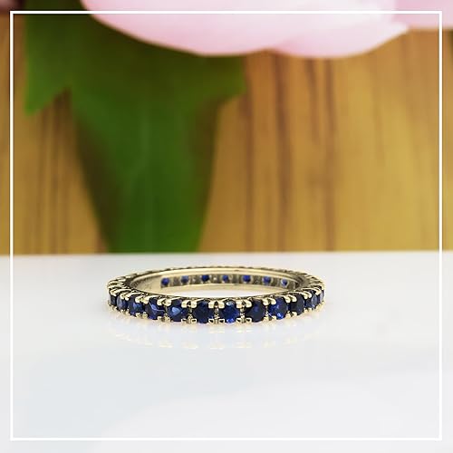 Miniatura 4 de Dazzlingrock Collection Anillo apilable redondo de eternidad para mujer, con piedras preciosas creadas en laboratorio, disponible en oro de 10K14K18K