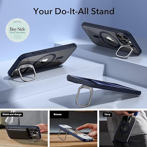 Vista 89 de ESR - Funda para iPhone 15 compatible con MagSafe, funda protectora de grado militar con soporte integrado, cubierta trasera resistente a