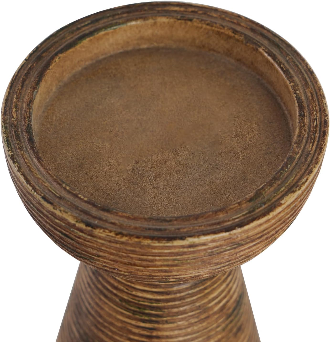 NIKKY HOME Modern Farmhouse Pillar Candle Holders Set of 2, Brown | Rustic Candle Pedestals, Decorative Resin Pillar Stands for Mantels, Fireplaces, Centerpieces Tables, Weddings