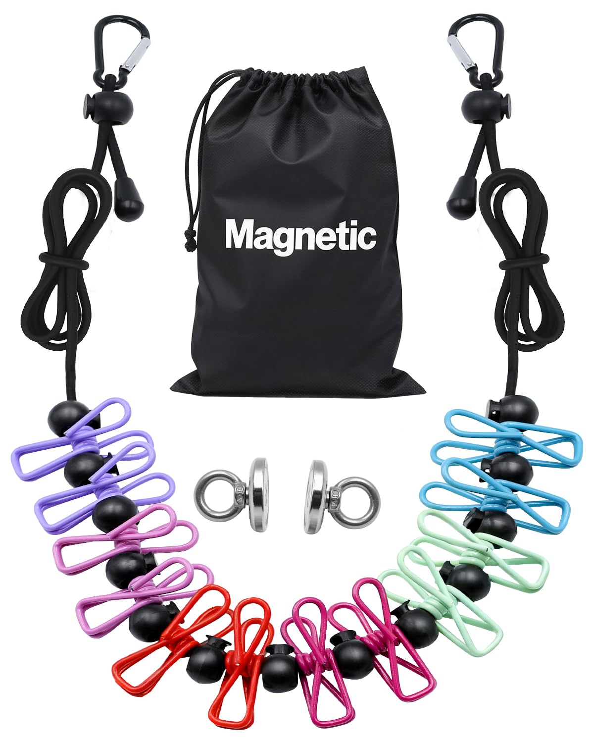 Magnetische einziehbare Wäscheleine für Kreuzfahrtschiff, 2026 Reise-Wäscheleine mit 12 Anti-Rutsch-Clips & wasserdichter Aufbewahrungstasche, tragbare Reise-Wäscheleine, Kreuzfahrt-Essentials für