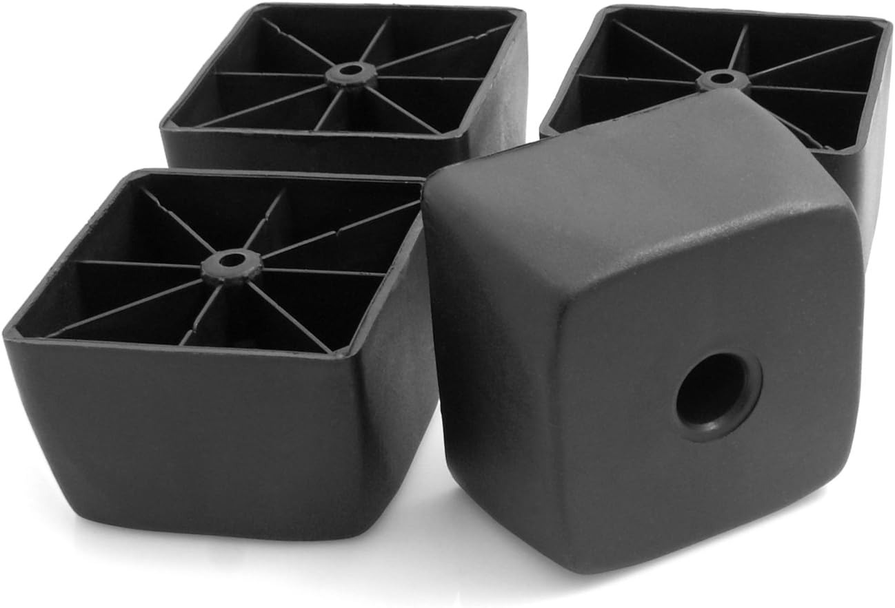 Lot De 4 Pieds Réglables Pour Table De Billard/baby-foot – Patins Noirs En Plastique/fer, Hauteur Ajustable – 88x88x68mm