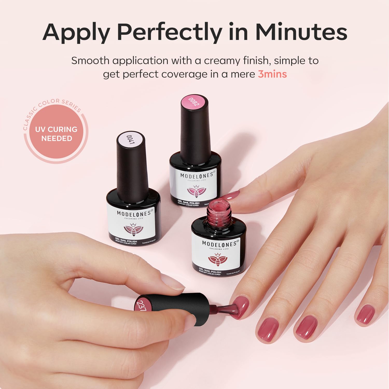Modelones Zestaw żelowych lakierów do paznokci, 6 kolorów, żelowe, przezroczyste, różowe, nude, brązowe, żelowe lakiery UV do Starter Nail Art Salon DIY Home, 7 ml