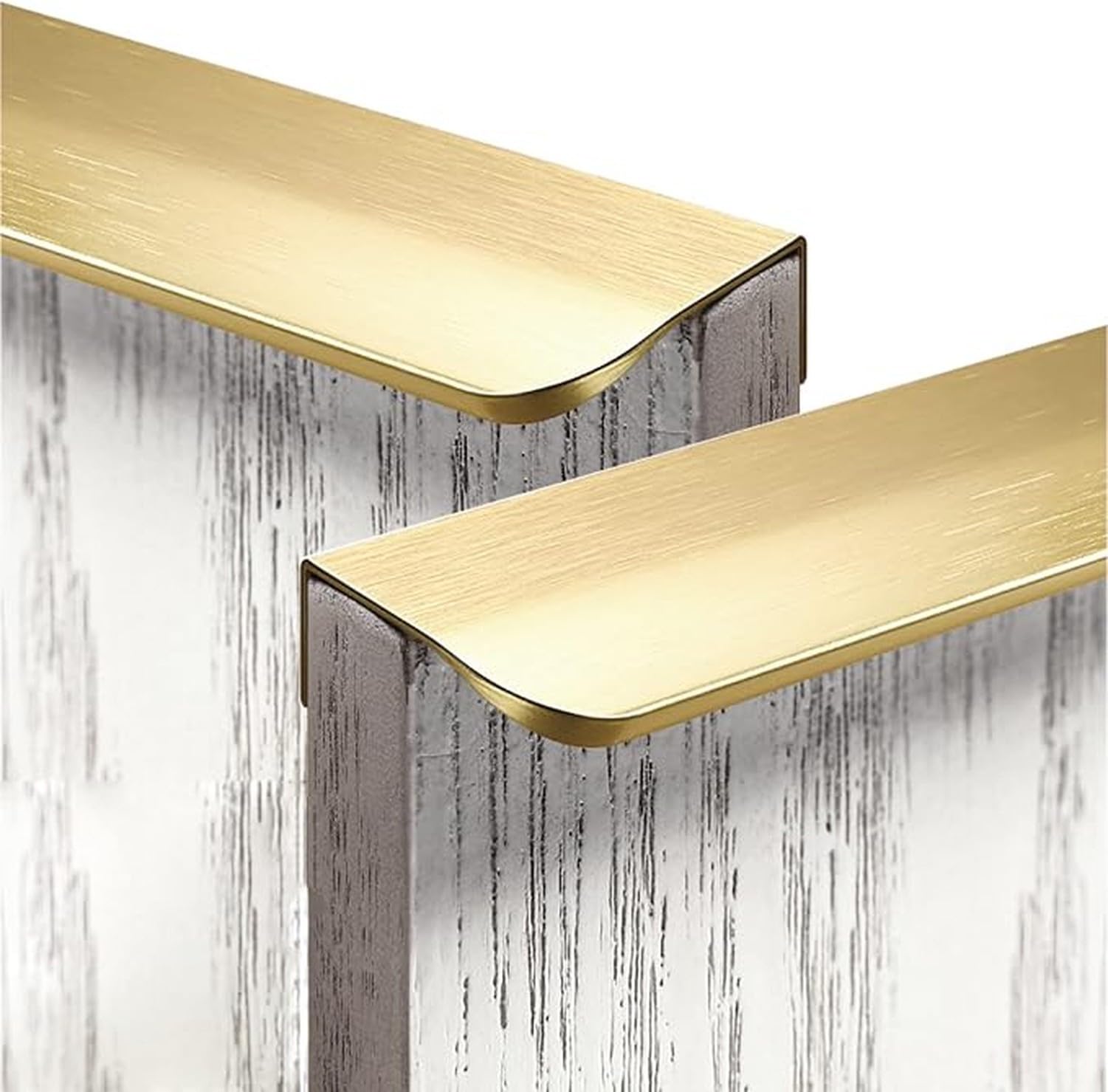 Uchwyty szafkowe do szuflad 2 szt złote szczotkowane aluminium ukryty uchwyt krawędziowy z zaokrąglonymi narożnikami do mebli kuchennych szafy drzwi przesuwne, Total length 1200mm, Total length 1200mm