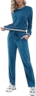 Totatuit Women's Sweatsuit Set Velour Long Sleeve and Pants Sport Sweat Suits 2 Piece Tracksuits Outfits with Pocket S-XXL
