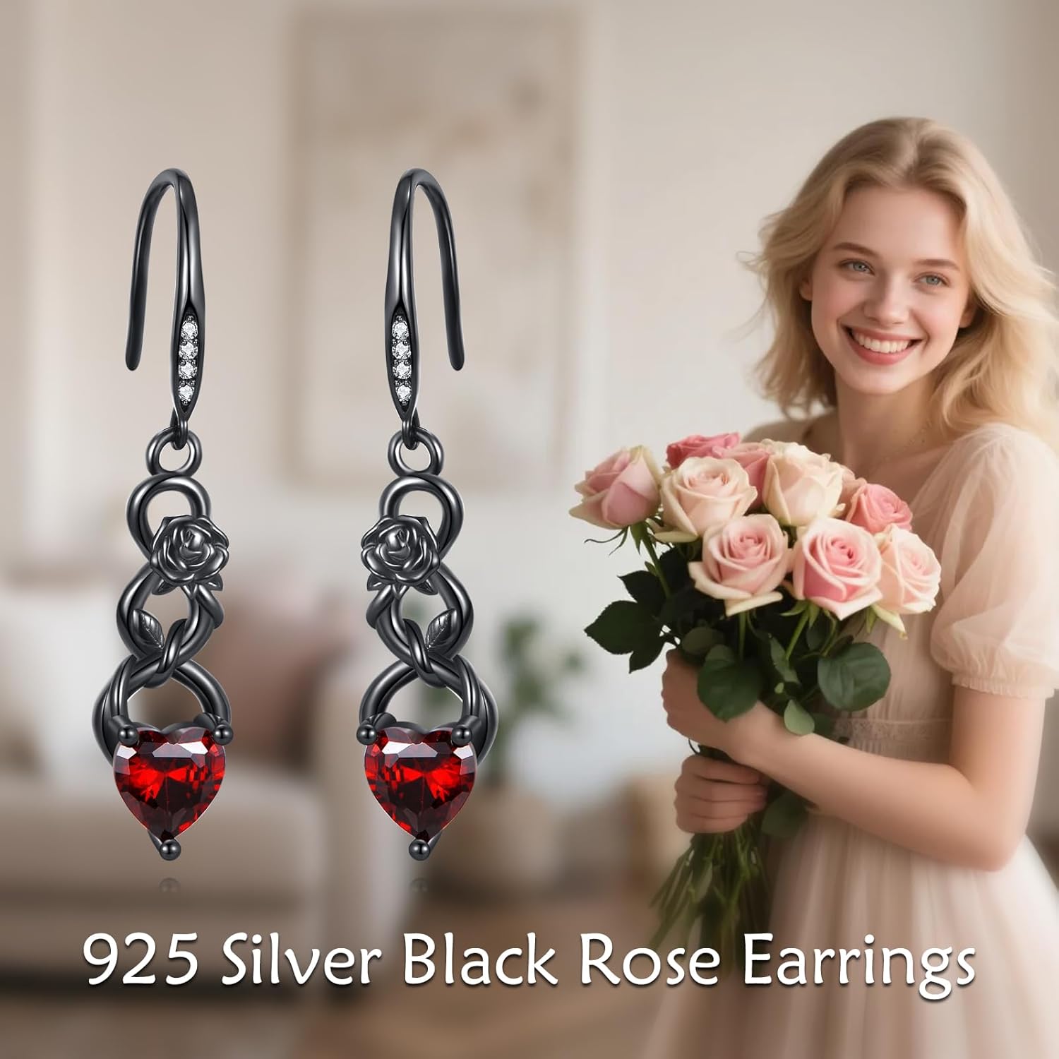 Raven/Viking/Satanic/Voodoo Doll/Bat/Skull/Anatomical Heart/Black Rose 925 Sterling Silver Gothic Earrings Goth Jewelry for Women Mom Halloween