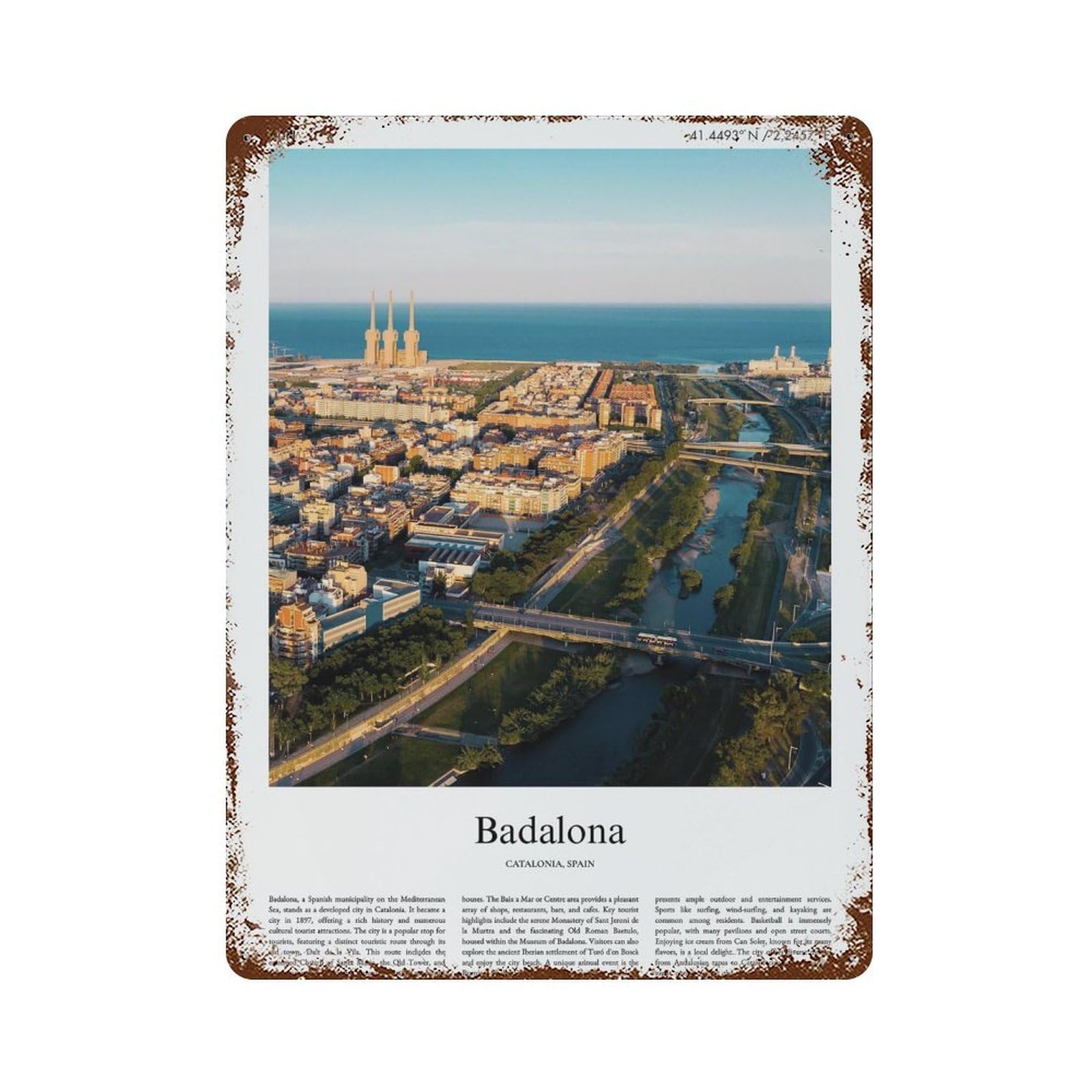 xiaoxiaoshen Badalona Catalonia, Spain City Scenery Wall Decor Art Metal Tin Poster Modern Home Decor Art Home Bar Shop Decorations Vintage Sign 40x30cm