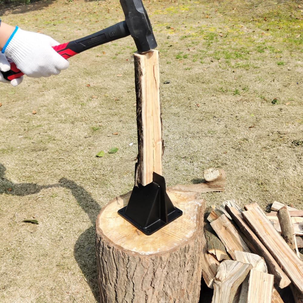 JINHAN 5.1'' Firewood Kindling Splitter, Heavy Duty Steel Log Cracker Tool