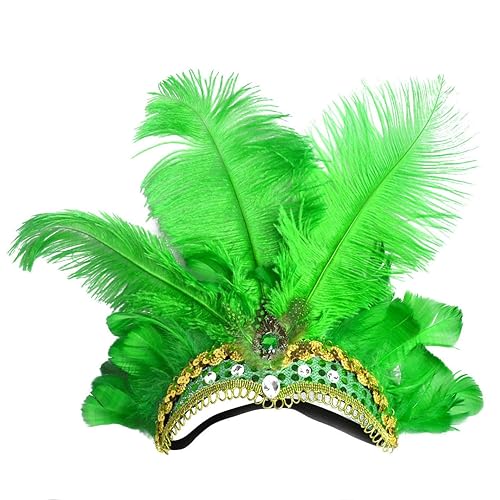 Ulalaza Carnaval Pluma Tocado Showgirl Diadema Rugiente 20s 1920s Flapper Head Band Vintage Gatsby Accesorios…